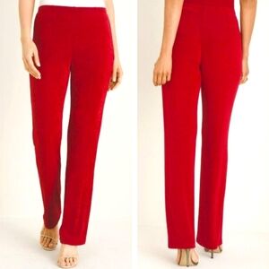 Chicos Travelers Collection No Tummy Pant Pull-on-Flame Scarlet Size 12R NWT